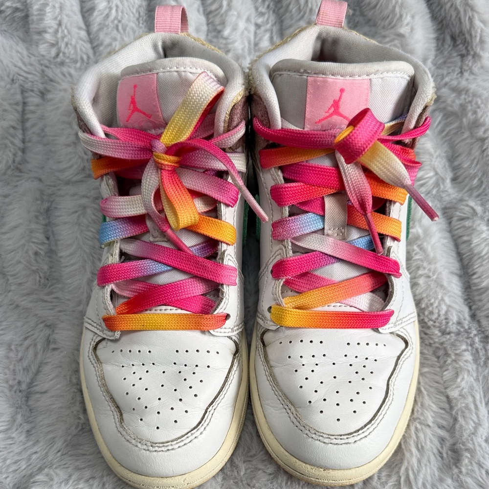 Nike Kids White Sneakers with Rainbow Laces - Picture 5 of 11